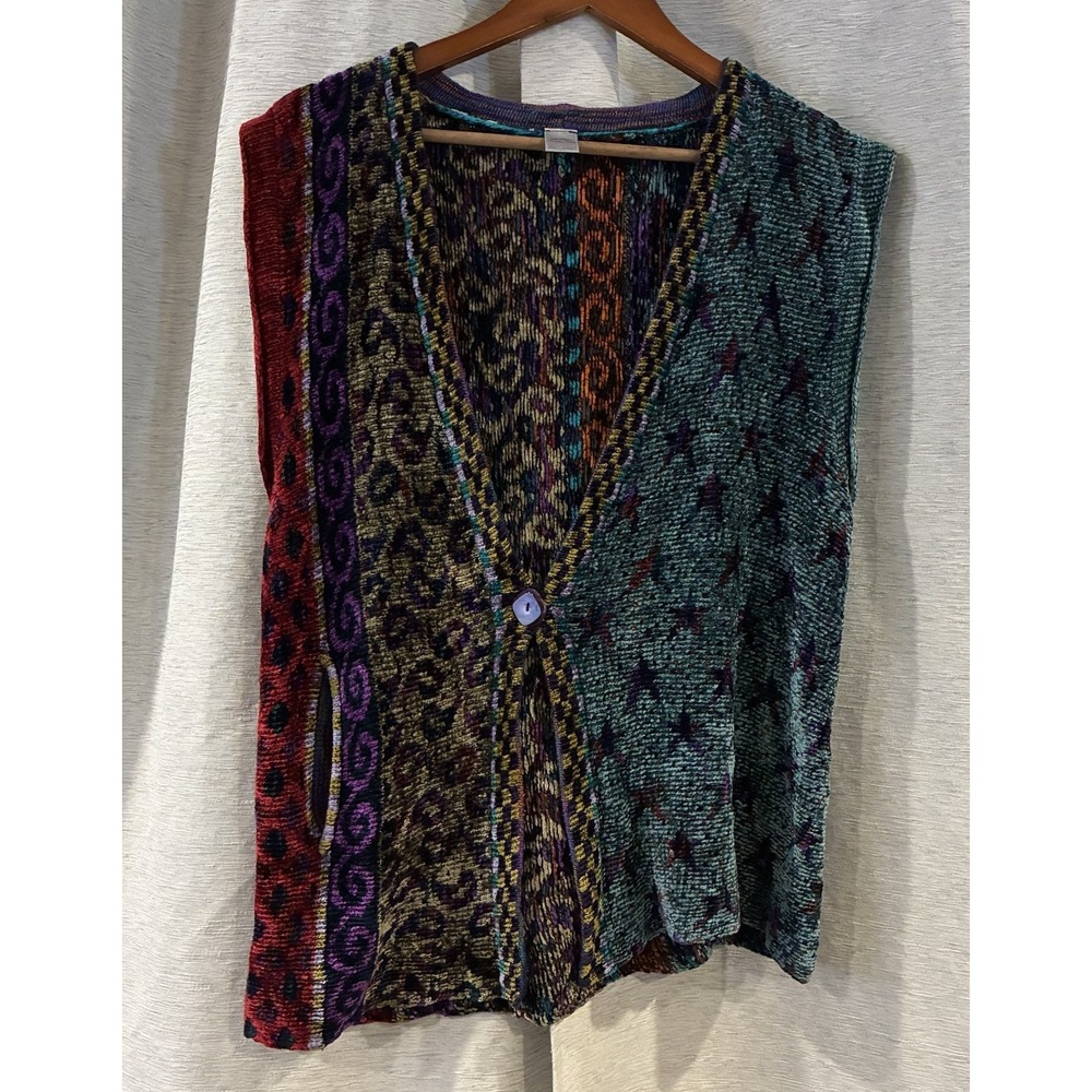 Robin's Originals Art to Wear Handloomed Colorful Knit Vest Robin Bergman S/M